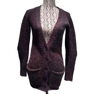 ARITZIA WILFRED Wool Cardigan Sweater XX Small maroon blue fairy core‎